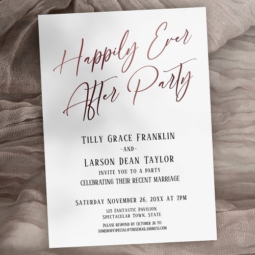 Happily Ever After Party Rose Gold Elegant Modern Invitation