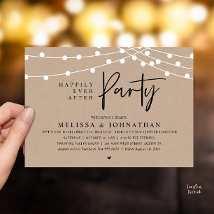 Happily Ever After Party, Rustic String Lights Invitation
