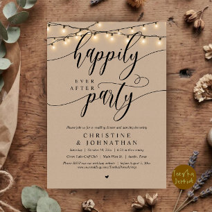 Happily Ever After Party, Rustic Wedding Elopement Invitation