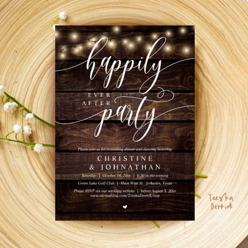 Happily Ever After Party, Rustic Wedding Elopement Invitation