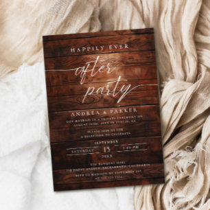 Happily Ever After Party Rustic Wedding Reception Invitation