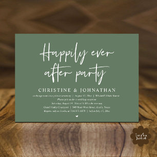 Happily Ever After Party, Sage Wedding Elopement Invitation
