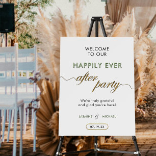 Happily Ever After Party Script Gold Wed Reception Foam Board