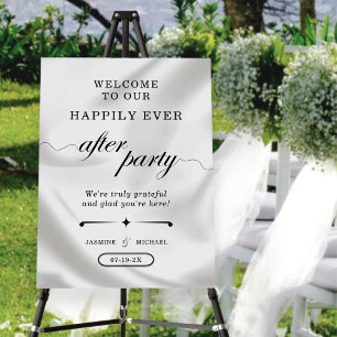 Happily Ever After Party Script Minimal Chic White Foam Board