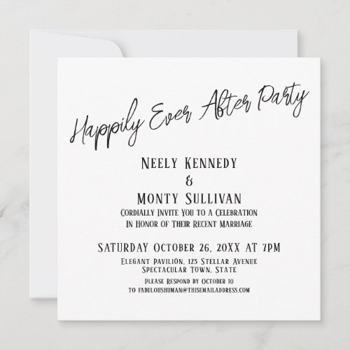 Happily Ever After Party Simple Post_Wedding Event Invitation