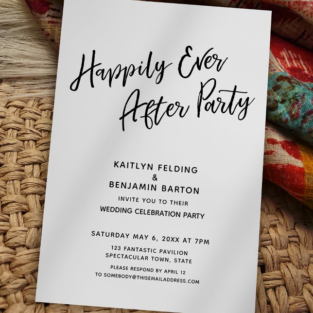 Happily Ever After Party Simple Post-Wedding Event Invitation (Creator Uploaded)