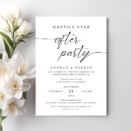 Happily Ever After Party Simple Wedding Reception Invitation