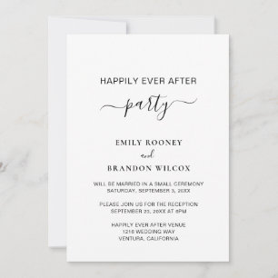 Happily Ever After Party Simple Wedding Reception Invitation