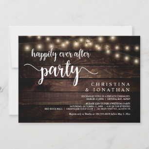 Happily Ever After party, String Ligh, Elopement Invitation