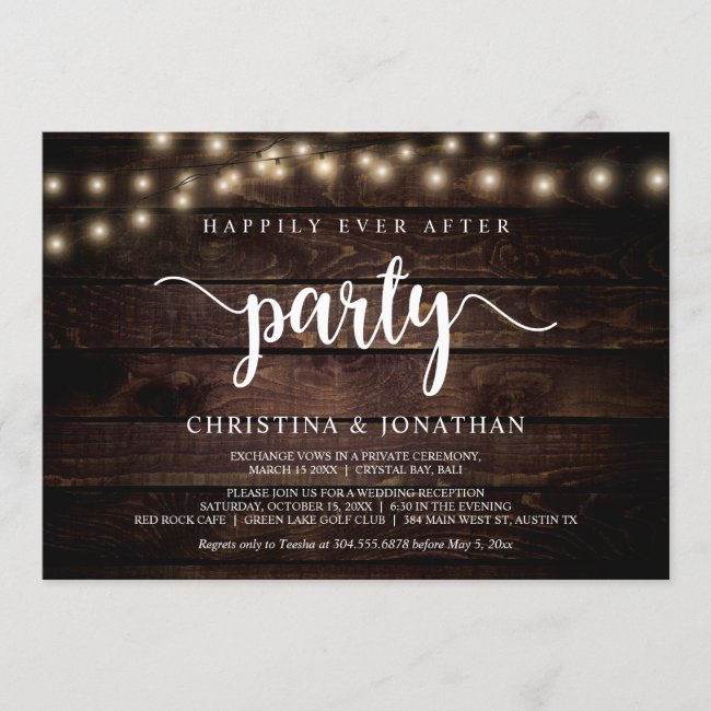 Happily Ever After party String Ligh Elopement Invitation