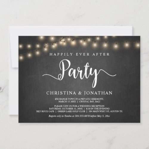 Happily Ever After party  String Light Elopement Invitation