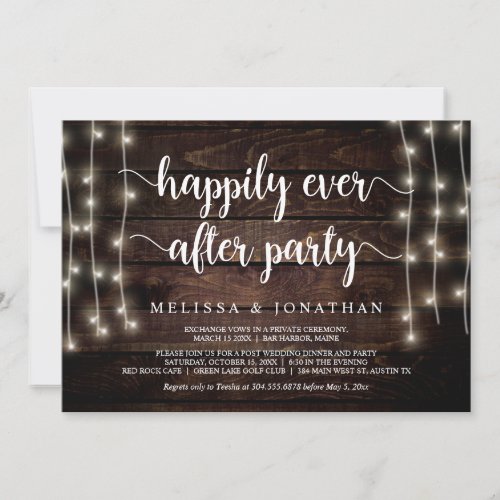 Happily Ever After Party String Light Elopement  Invitation