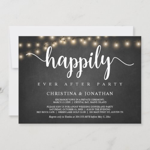 Happily Ever After party  String Light Elopement Invitation