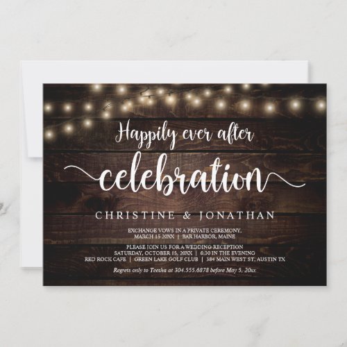 Happily Ever After Party String Light Elopement Invitation