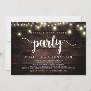 Happily Ever After party, String Lights Elopement Invitation