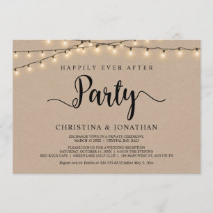 Happily Ever After party,  String Lights Elopement Invitation