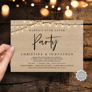 Happily Ever After party, String Lights Elopement Invitation