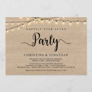 Happily Ever After party, String Lights Elopement Invitation