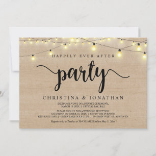 Happily Ever After party,  String Lights Elopement Invitation