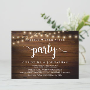 Happily Ever After party, String Lights, Elopement Invitation