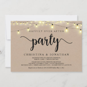 Happily Ever After party, String Lights Elopement Invitation