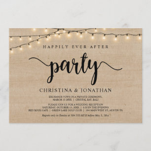 Happily Ever After party, String Lights Elopement Invitation
