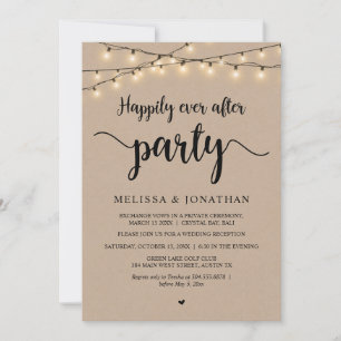 Happily Ever After Party, String Lights Reception Invitation