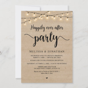 Happily Ever After Party, String Lights Reception Invitation
