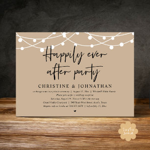 Happily Ever After Party, Tan Wedding Elopement Invitation