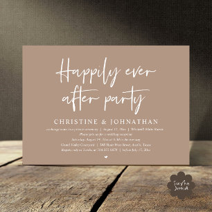 Happily Ever After Party, Taupe Wedding Elopement Invitation