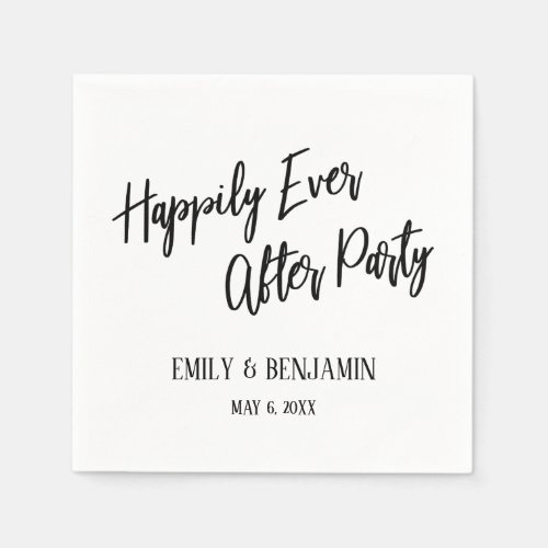Happily Ever After Party Typography White Napkins