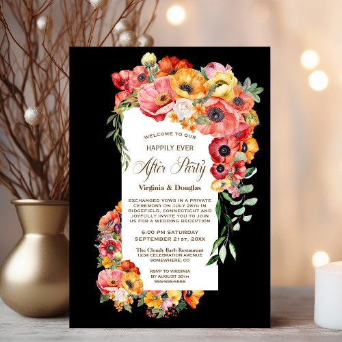 Happily Ever After Party Vibrant Poppies Wedding Invitation