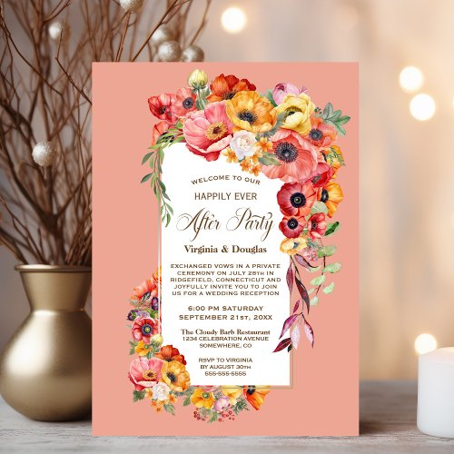 Happily Ever After Party Vibrant Poppies Wedding Invitation