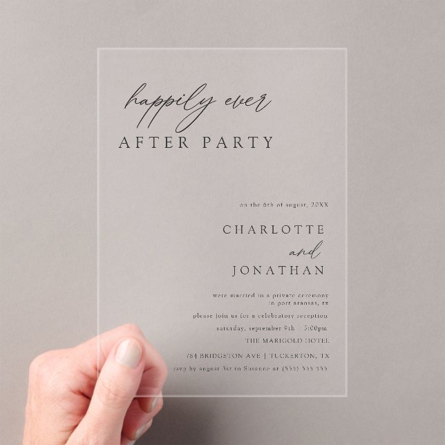 Happily Ever After Party Wedding Acrylic Invitations (Insitu (Handheld))