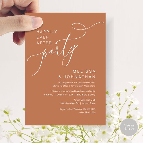 Happily Ever After Party Wedding Dinner Copper Invitation