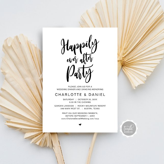 Happily Ever After Party, Wedding Dinner Dancing Invitation (Happily Ever After Party, Wedding Dinner Dancing Invitation, Modern Rustic Script, Digital Download)