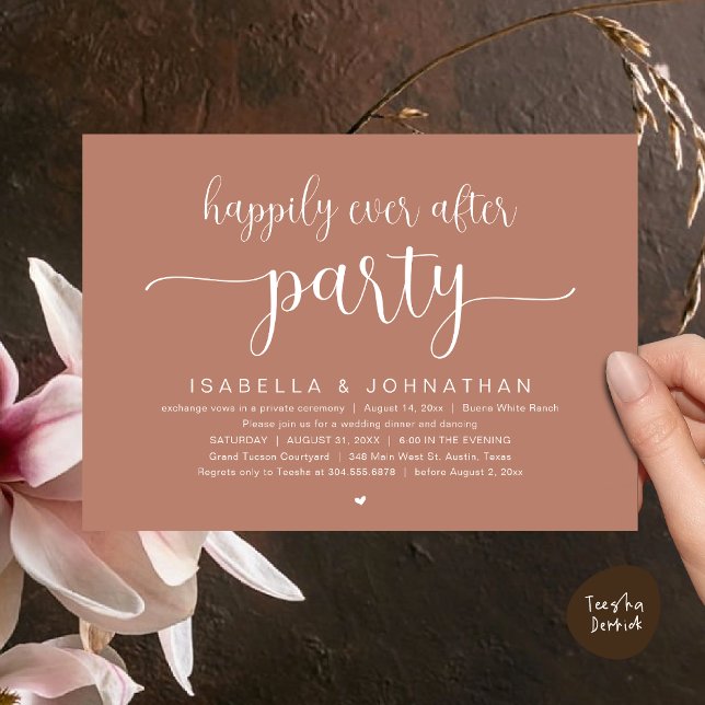 Happily Ever After Party, Wedding Dinner Dancing Invitation (Happily Ever After Party, Wedding Dinner Dancing Invitation Card, PDF Modern Earthy Brown Terracotta)