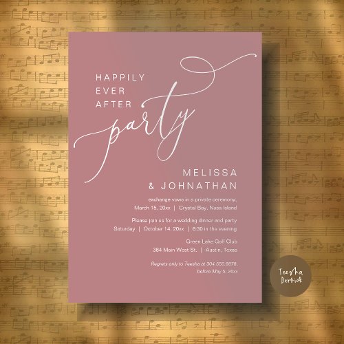 Happily Ever After Party Wedding Dinner Dusty Rose Invitation