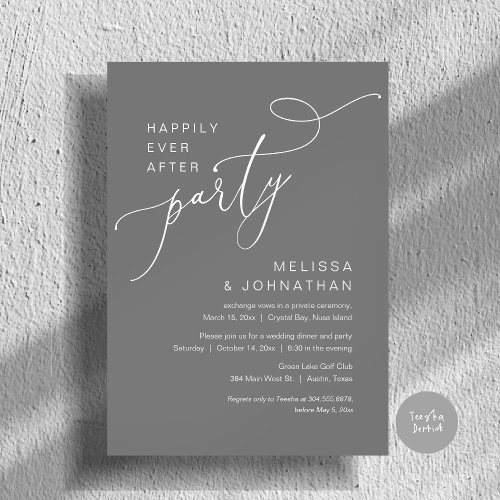 Happily Ever After Party Wedding Dinner Grey Invitation