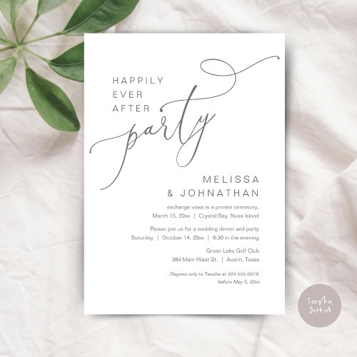 Happily Ever After Party Wedding Dinner Grey Invitation