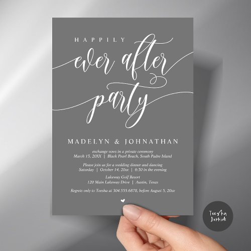 Happily Ever After Party Wedding Dinner Grey Invitation