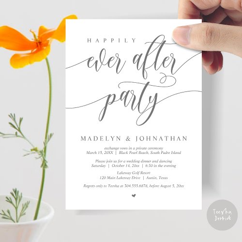 Happily Ever After Party Wedding Dinner Grey Invitation