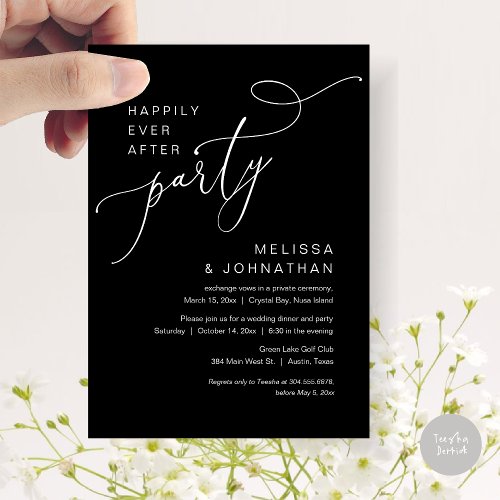 Happily Ever After Party Wedding Dinner in Black Invitation