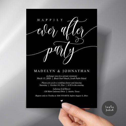 Happily Ever After Party Wedding Dinner Navy Blue Invitation