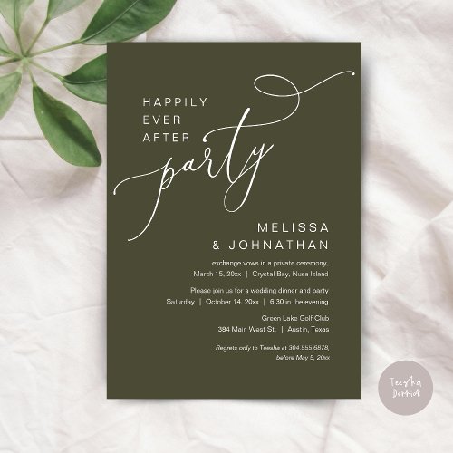 Happily Ever After Party Wedding Dinner Olive Invitation