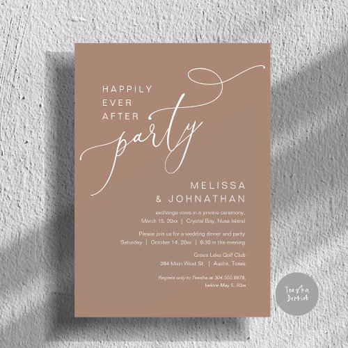 Happily Ever After Party Wedding Dinner Taupe Invitation