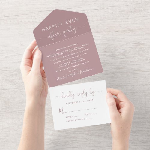 Happily Ever After Party Wedding Dusty Rose All In One Invitation