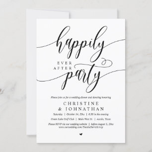 Happily Ever After Party, Wedding Elopement Dinner Invitation