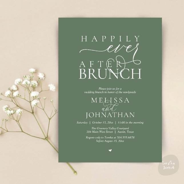 Happily Ever After Party Wedding Elopement Dinner Invitation (Happily Ever After Brunch Wedding Elopement Celebration Invitation Card in Sage Green)