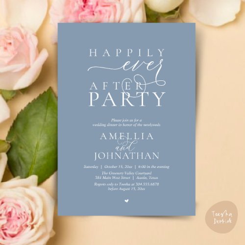 Happily Ever After Party Wedding Elopement Dinner Invitation